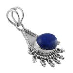 Top design blue lapis lazuli vintage style oxidized finish sterling silver pendant 